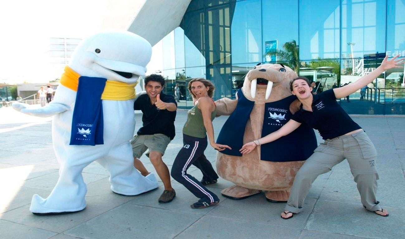 Advertising Mascots - two giant walruses of a walrus and a dolphin